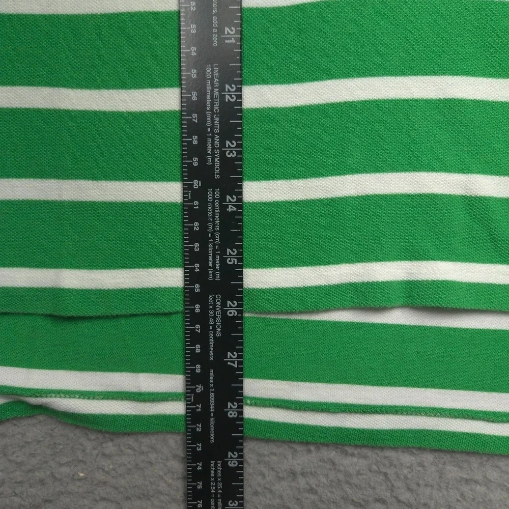 Polo Ralph Lauren Mens Medium Green White Striped Custom Fit Pony Polo Shirt